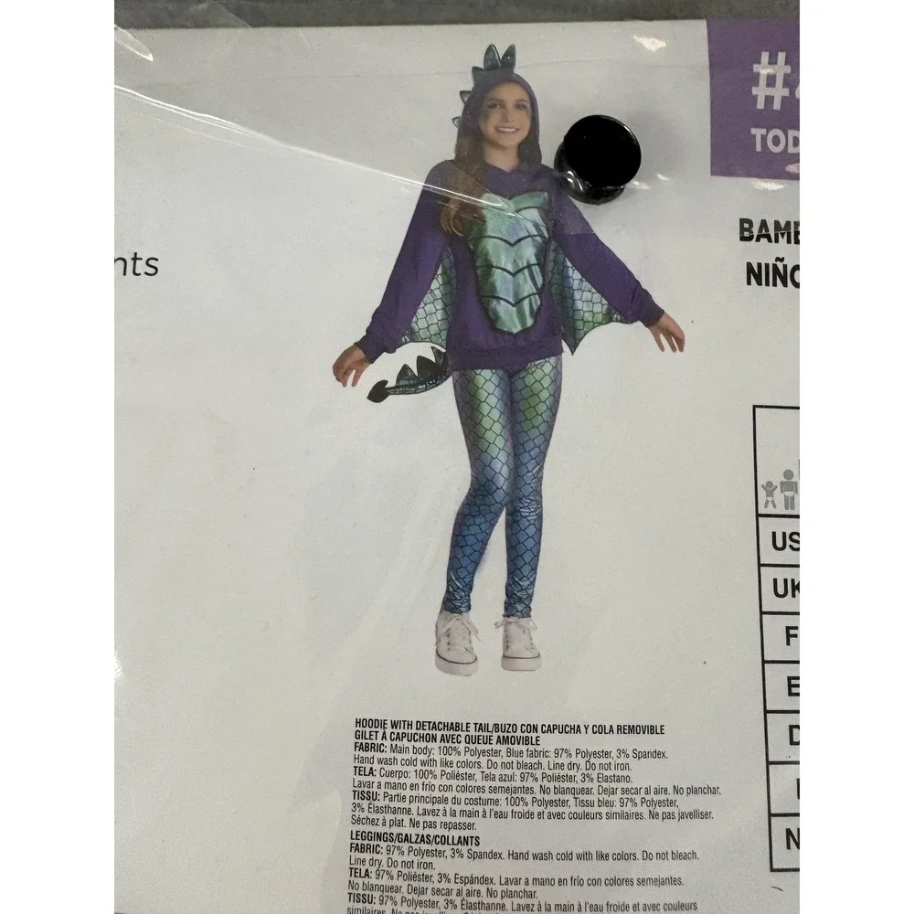 Suit Yourself Mystical Dragon‎ Costume Toddler 2-3T Purple Green 3 Piece Hoodie